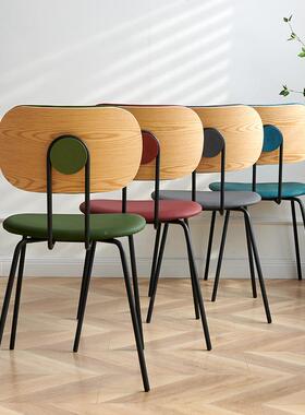 工厂餐桌椅背椅家用子靠化妆椅工IIX业风凳轻奢餐皮椅子书桌简约