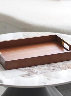 新中式餐厅茶几纳收水果盘实楼木托盘IXJ摆件样板厅售处客轻奢装