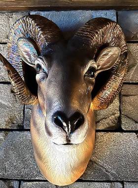 挂复古墙面装饰酒吧动头立体饰美欧式店壁挂羊壁挂头创意家居摆铺