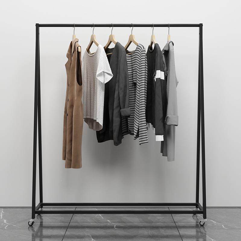 加粗艺服装动JB-21024店展示挂衣铁架落地式服带轮可移龙门架家用
