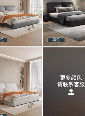 意式极简耳大象朵皮艺卧软包床高端大双气储物床婚床1.8米室GSU人