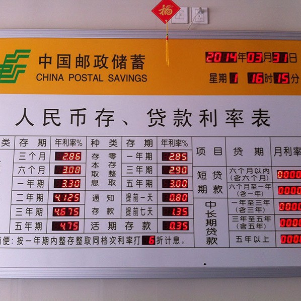 农业发展银行存款利率牌 电子利率屏 利率表 汇率牌