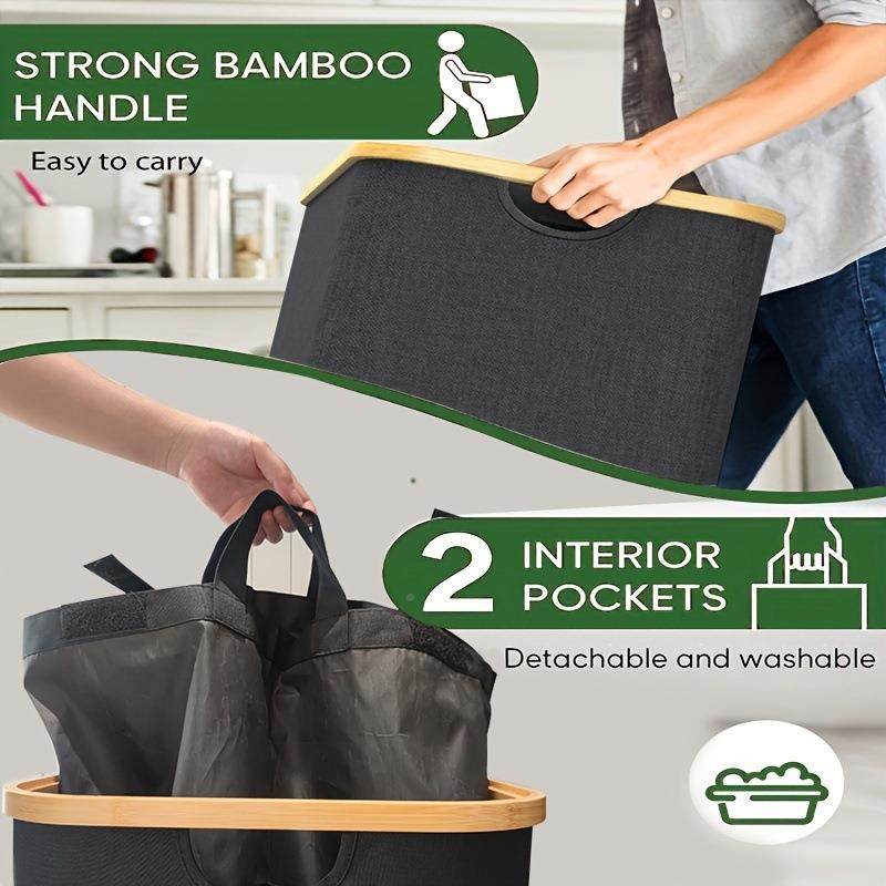 热销日式竹制收可折叠艺脏衣篮带盖大号洗衣篮衣脏布篓RFL脏衣服