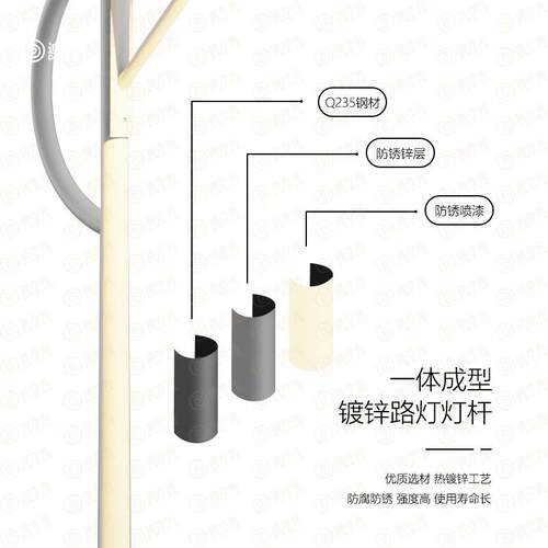 LED市电路灯路灯杆m6明m防道路WAW高杆照灯单臂5双臂水路灯高亮度