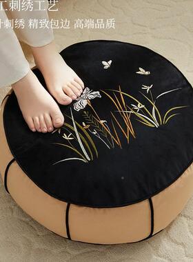 值新中式的地颜毯上坐墩UBV中古风圆形加厚蒲团高脚踏榻榻米飘窗