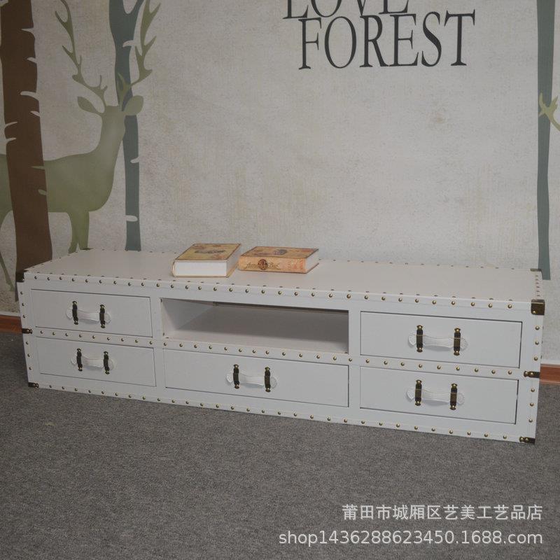 美式QZD乡村简易视茶几旧电视柜约组合简现代客厅田园做家用复古