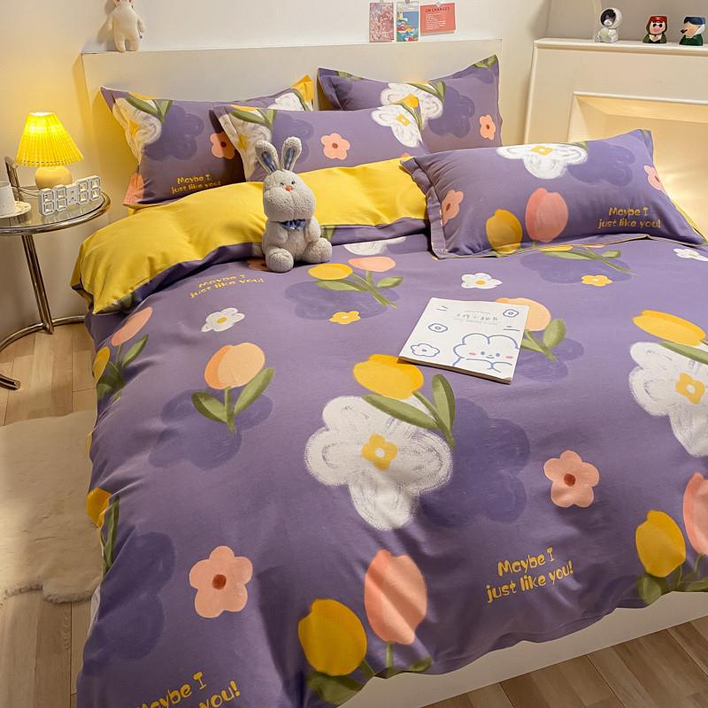 Q3Y24季0加支全棉磨毛上卡通儿童四BYD件套冬厚保暖被套床单床笠