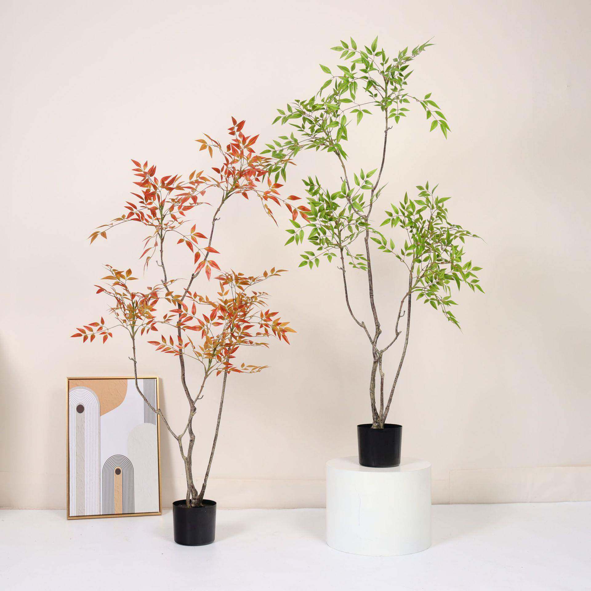 仿真绿植高轻奢南天盆摆栽大型端室XEF内造景竹落地装饰件仿生植