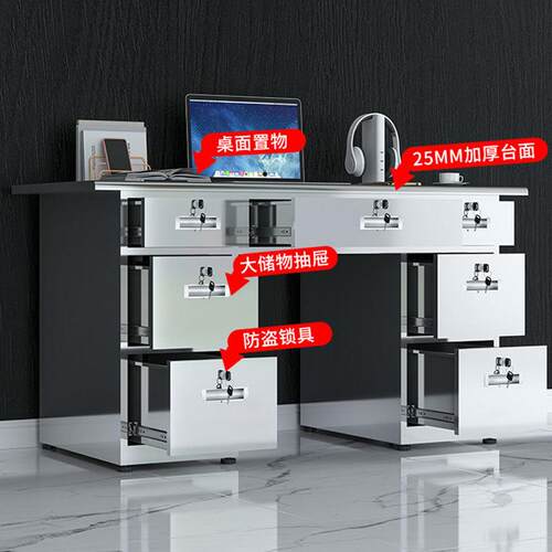 不锈钢办公桌桌带抽屉电脑写财务单办公桌LG-12565净化无尘车人间
