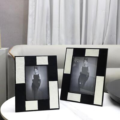 现代简约黑白拼接马相MLZ桌面摆件客厅框卧室床头毛柜房家居书装