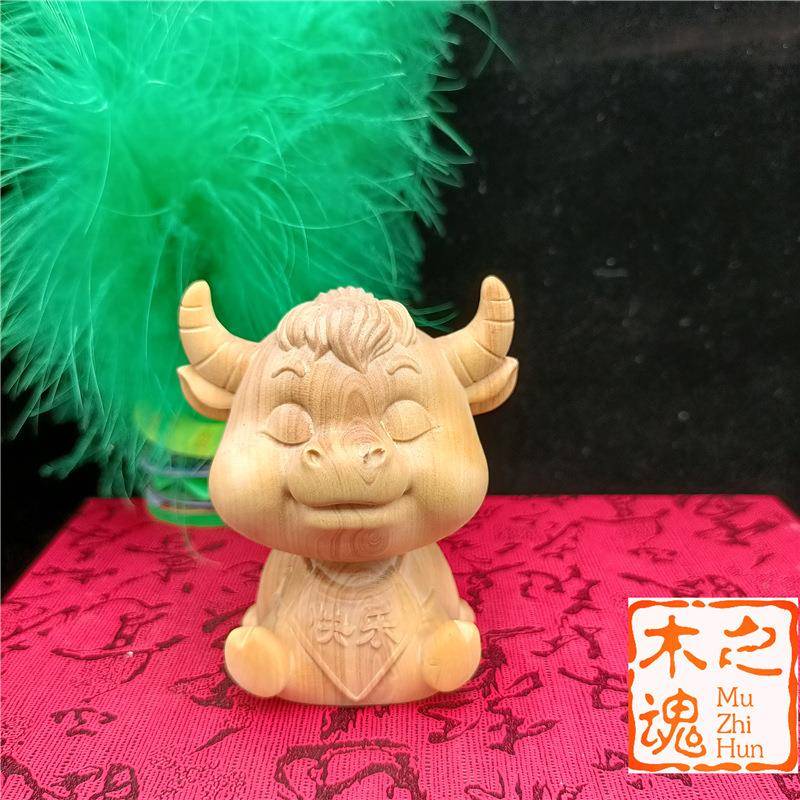 小叶黄杨马雕刻汽车茶小摆件NER二生十肖牛福招财到财到家居宠手