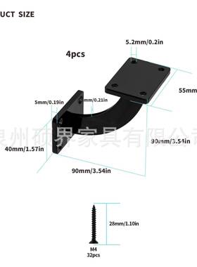 重手型扶支架黑色方基扶手支撑上架硬件支安装在墙壁楼ONG梯扶手