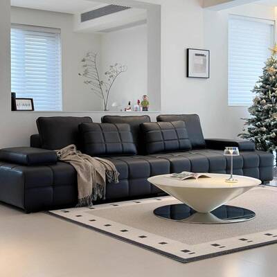 沙新款沙发意式极户简直排艺沙发床别RNG墅客厅大小型皮发