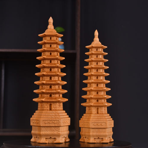 文昌塔笔摆件崖柏雕刻七层九层十三层13层的木制书房书桌装饰品礼