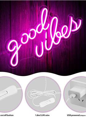 亚克力背板霓虹灯GODV灯IBOEdSle霓虹透明IDC霓虹灯墙挂式小夜灯