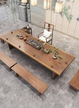 用新中式实木DAX02155茶台家客厅户型泡小茶桌子办公室原组木洽谈