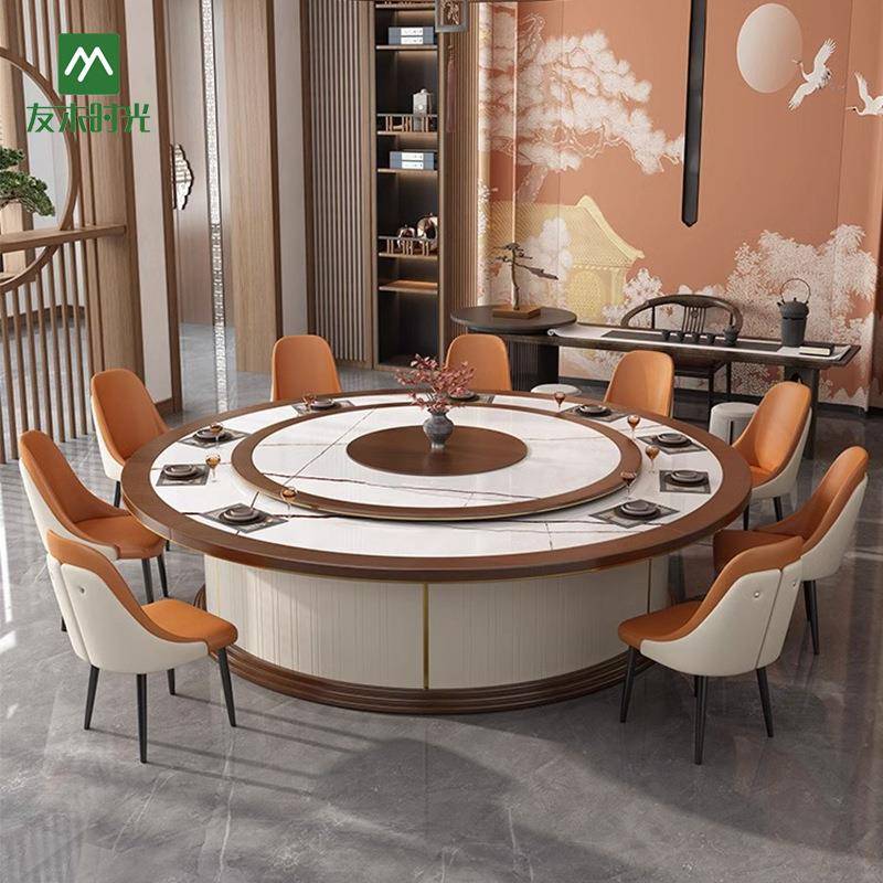 新中人式动转盘实电木餐桌1YOUMU-DY5人20酒板店饭店餐厅包厢2米