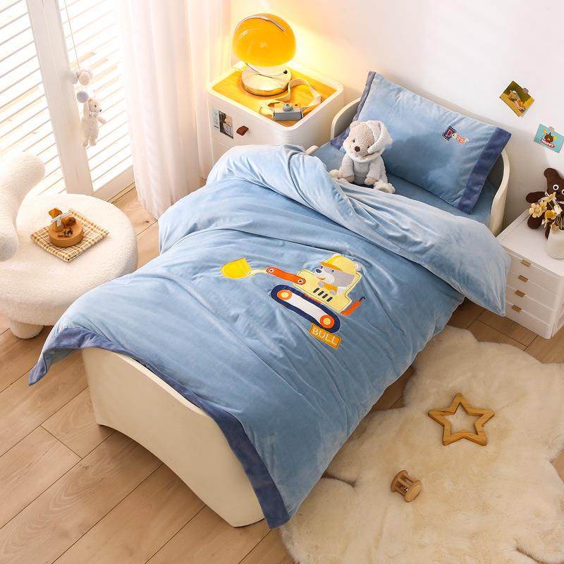 A类宝套宝绒绣652花幼园套件儿婴幼件儿被子儿童三件套六床单被套