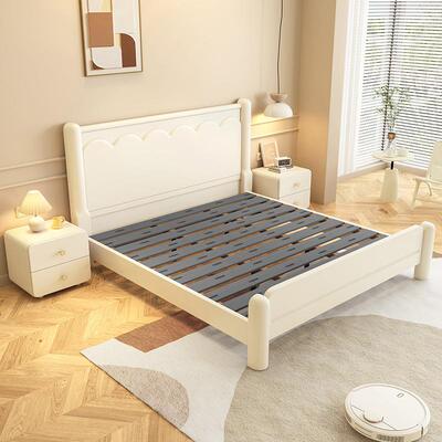 白色法式实木床奶抽油33021风家用.81米人床现代简约1双.5屉储物