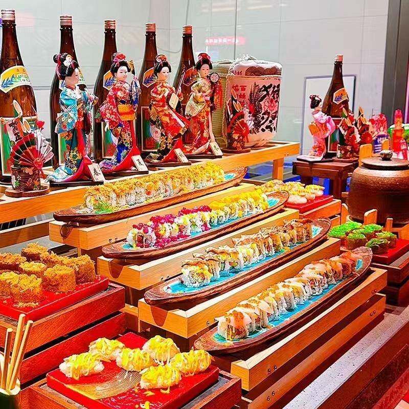 日式手绘寿盘超长ZGV低条餐创意刺司身盘商用酒店具自助餐中高展