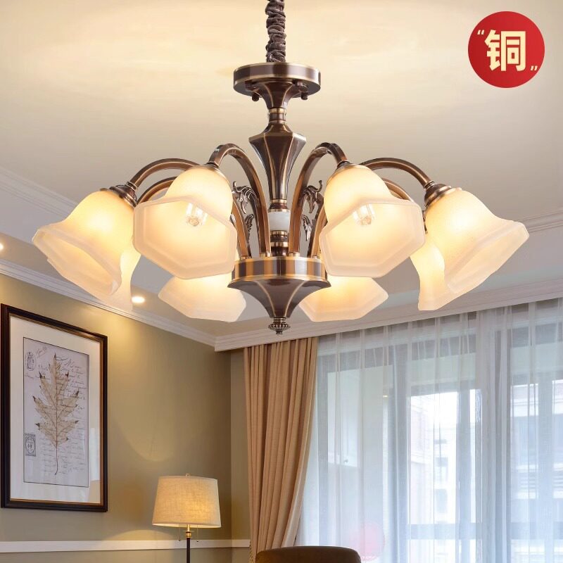 美式吸顶吊灯客厅灯全铜灯具