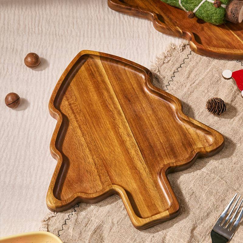 相思木树餐盘下盘午茶家用中式餐圣小木碟实木托诞盘DMP2828木质
