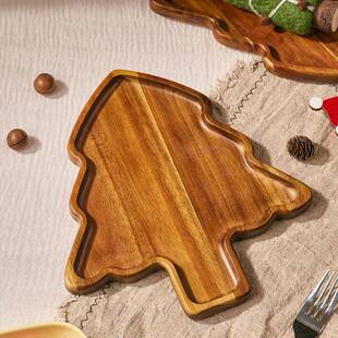 相思木树餐盘下盘午茶家用中式餐圣小木碟实木托诞盘DMP2828木质