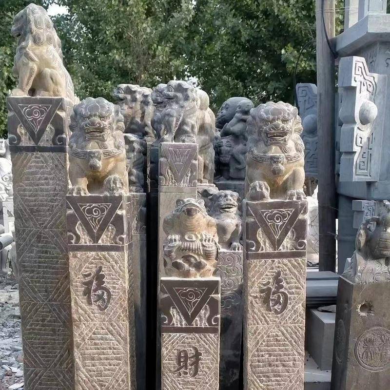 石拴马桩桩青石仿古做狮子胡人栓马庭院装饰麒麟271旧貔貅石雕柱