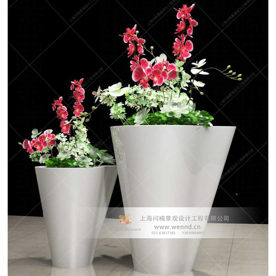 盆植美陈花商业美陈设计创意花盆玻璃异钢花绿缸112花艺形花艺创