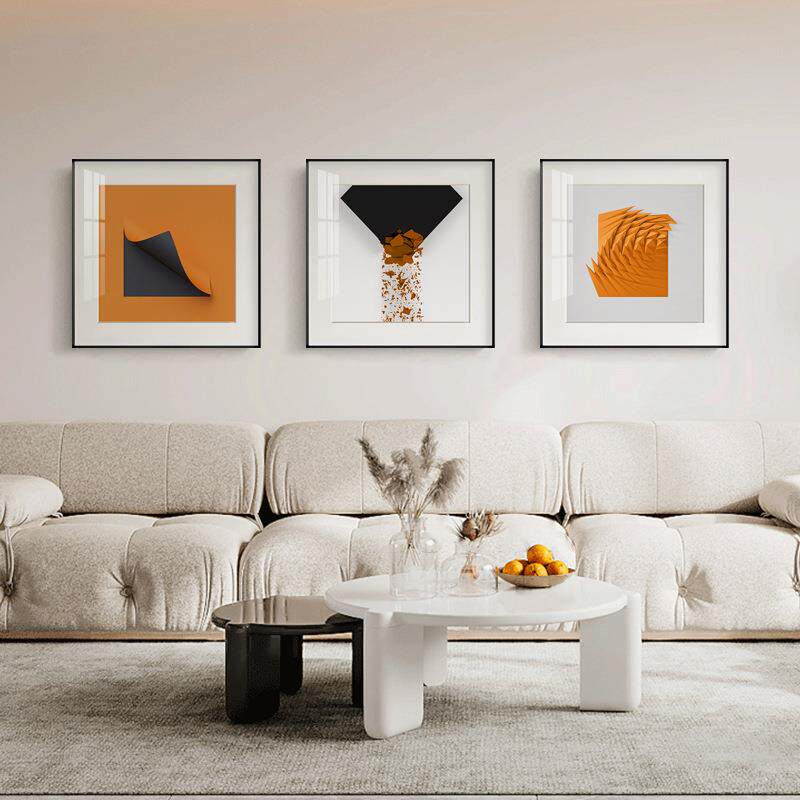 幻言现简约风格客厅装饰HVI联三画正方形挂画壁画代风格酒店民宿