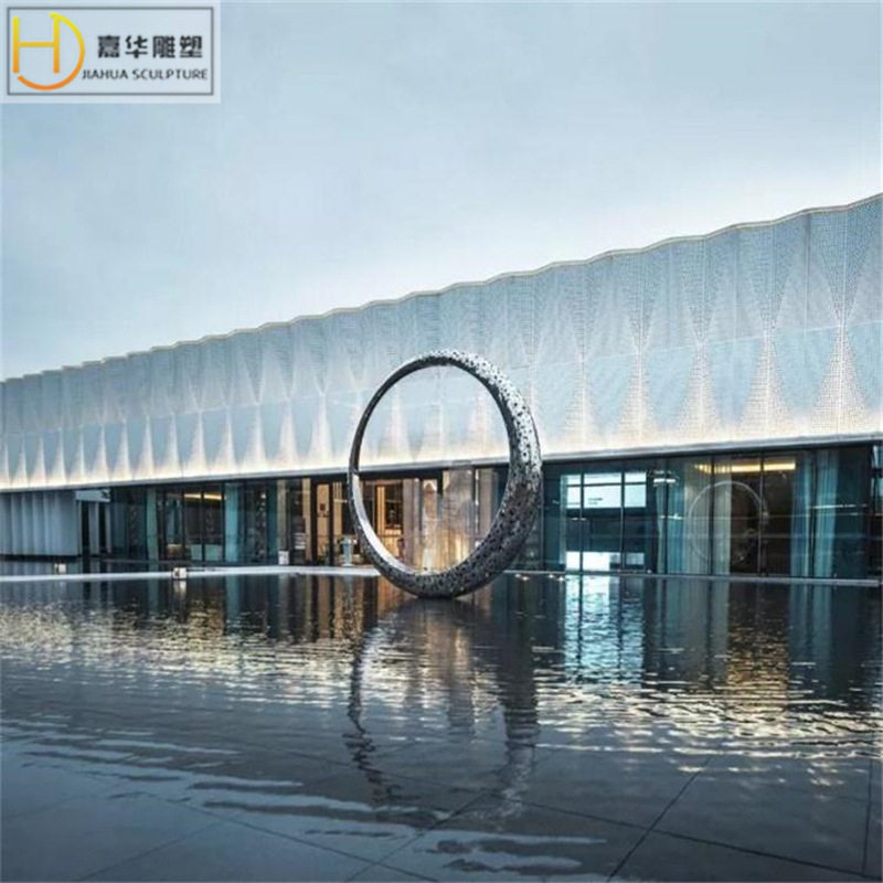 不锈钢月亮圆环户外景观雕塑