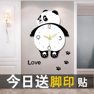 熊猫钟表挂钟客厅5202新款约现代音网简红家用挂墙创意静时202451