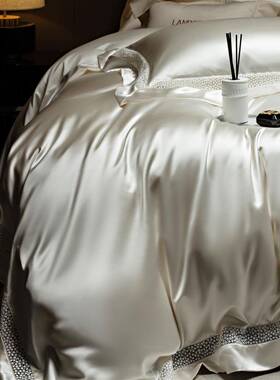 意式高奢磅水裸光真家丝缎睡级重床品高2024005端超细旦天丝棉四