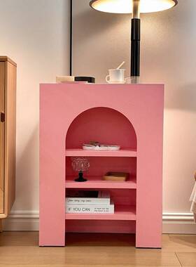 多巴胺彩玄关壁炉装饰柜奶油风直播IEJ背景物置柜约陈列展色简示