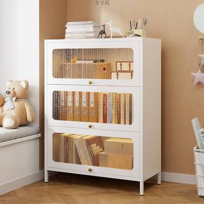 钢制书架防尘书柜带门家用落地儿童书本收纳架铁艺储物柜置物架子