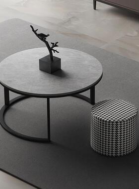 现代约简岩板茶几组合民宿大小家套岩板圆形茶几用YBCJ-001客厅母