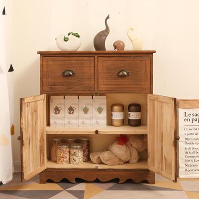 功田园实木门床能头柜简约窄柜收纳柜子60031多床边六抽两实木抽