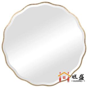 法式 饰镜生间浴室镜子圆形轻奢挂阳墙妆 梳妆卫镜MSC壁挂玄关太装