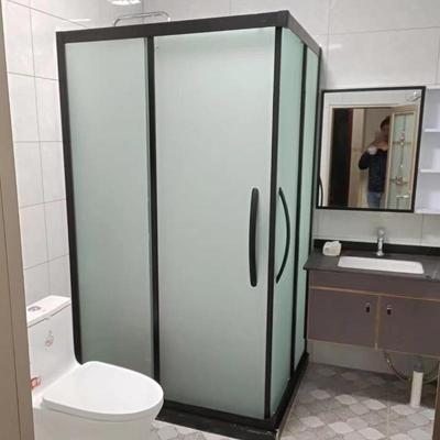 一字型卫生间湿分TXS离合隔断金淋浴房推拉移门不锈钢铝玻干璃门