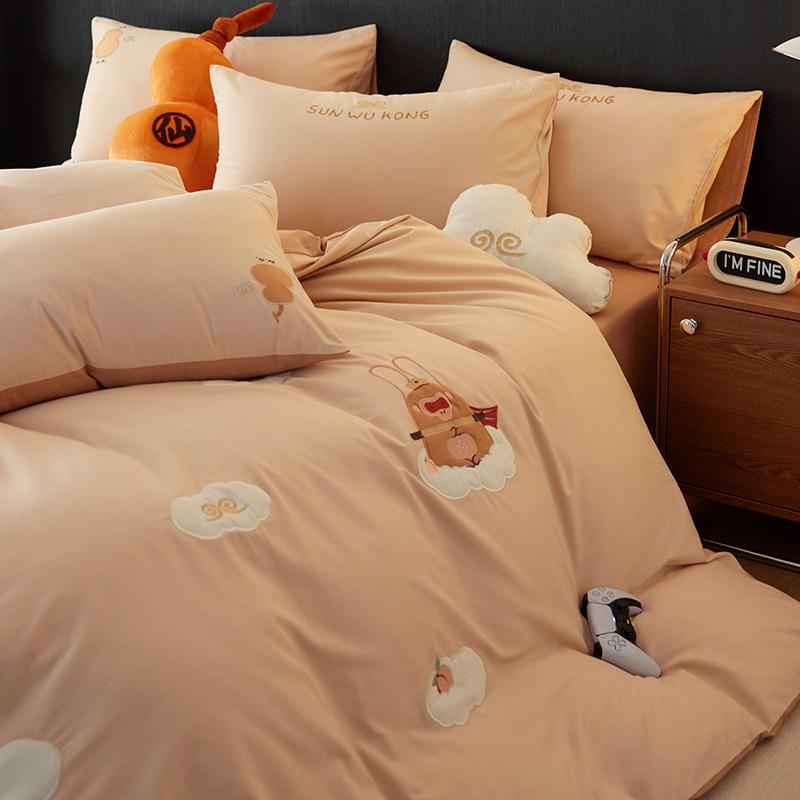 2025秋冬全三棉60磨毛贴布绣四件套纯棉床单卡被套笠JFW10115s通