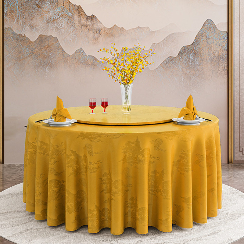 中欧式布艺菱形提花加厚圆桌布