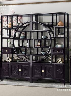 博古架茶具架玄关展示柜隔实多宝阁中CZW新式木屏风断客厅茶室置
