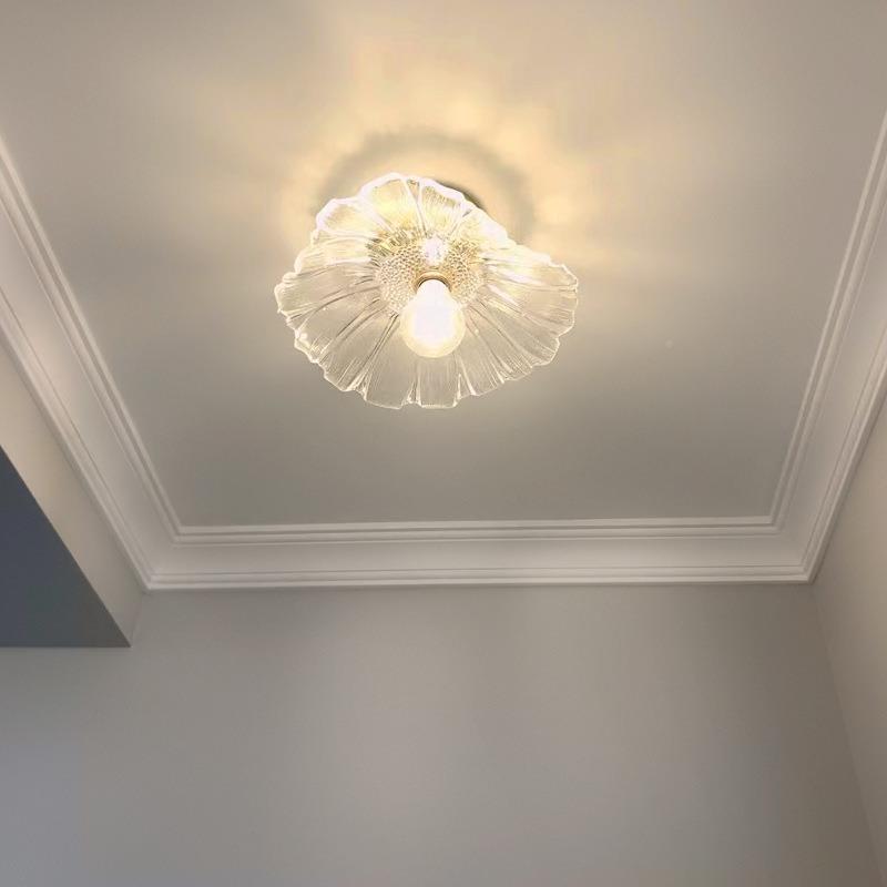 玻阳台走廊花朵吸顶灯走廊灯入户玄道关灯荷过D叶花餐厅床璃头吊