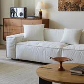 奶代油直排亚艺麻布沙WET发现简约小风户型客厅豆腐块中古风棉麻