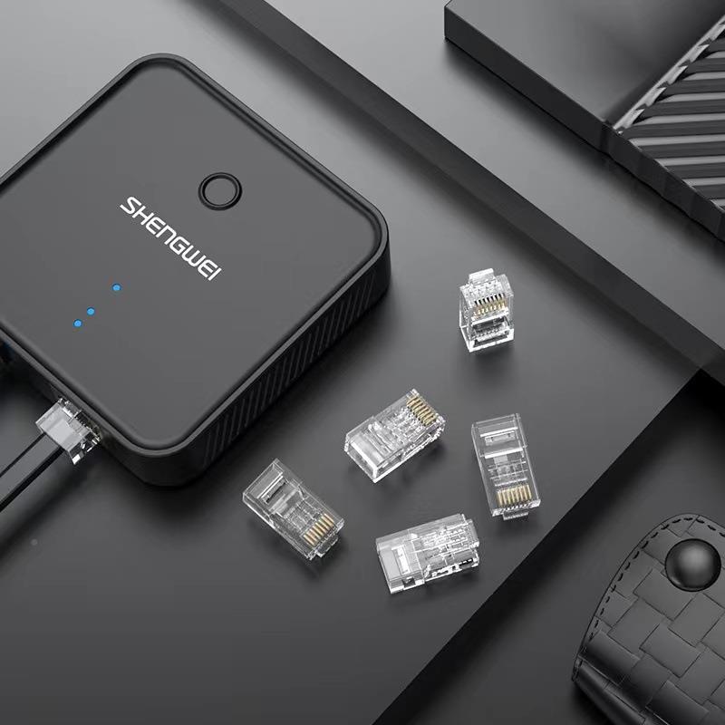 通JAT6网络连接头100RC-8100个/C盒电脑8P8C六类R45水晶头百兆千