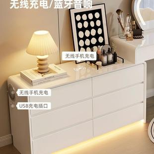 2化25年新款 梳妆台实0DPQ木奶油卧室轻奢妆桌现代简约收纳斗柜风