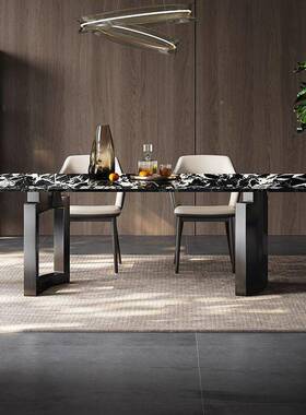 意岩板餐桌端式极简岩板桌餐现代家简约高轻奢天然微晶石奢石用长