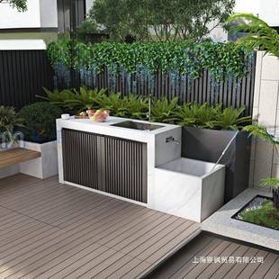 户外庭洗手台岩板岛操拖作台把池台洗手台一701体院盆储物柜