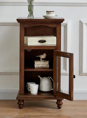 美式木乡实村斗柜客厅卧室储物柜餐单门立柜玻璃小ZG-85853边小型