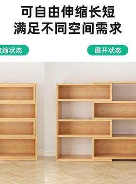 简易书架矮地置物架多层落kSiE5AAh靠墙书本伸收纳架卧室可缩储物